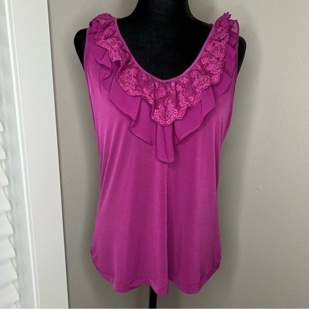 Susan Graver liquid knit double ruffle tank top size XS